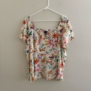 Torrid Women’s Spring Floral Pretty Blouse Top White Pink Off Shoulder Square 4